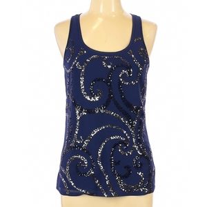 Express Woman's Blue Tank Top with Sequin Detail - Small
